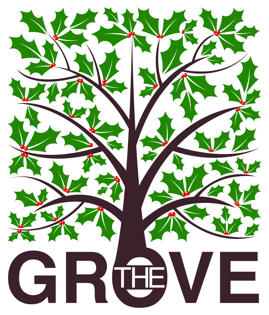 "The Grove" logo of a holly tree